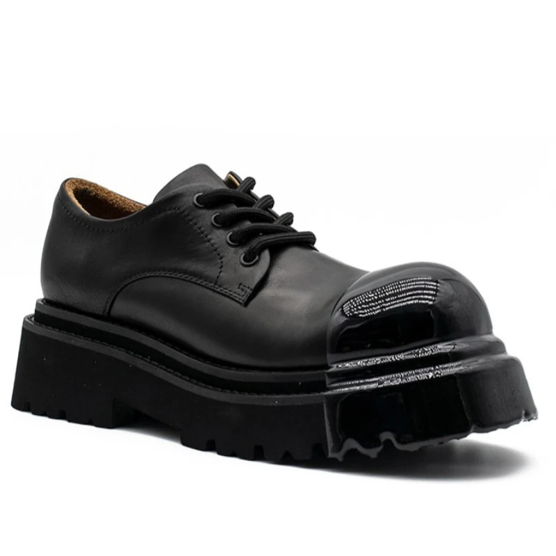 

European/American Wide Version Glue Coated Derby Shoes for Men's Dress Shoes Genuine Leather Breathable Casual Increasing Shoes