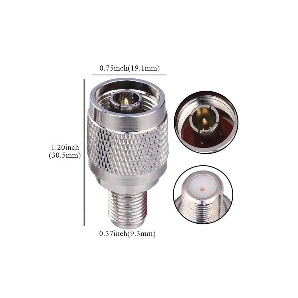 2pcs/Set N to F Coaxial Connector N Male to Female RF Coaxial Adapter N Type (Plug) to F Type (Jack) for Antenna/Analyzer/Router
