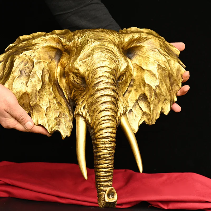 -mounted brass elephant head home wall decoration European-style craft pendant