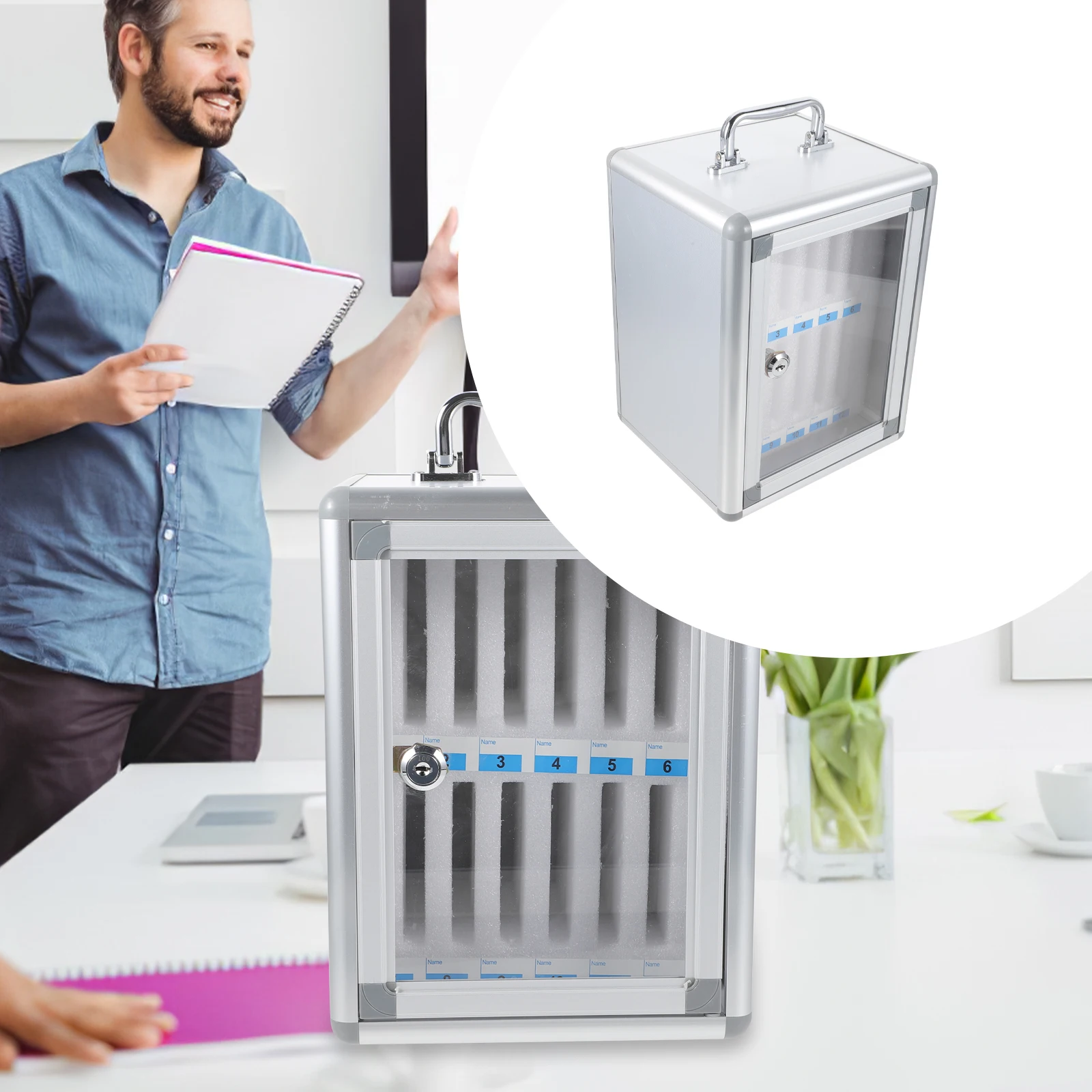 

12 Slots Storage Cabinet Cell Phone Locker Box Safety Case For Office Phone Organizing Box Classroom Use