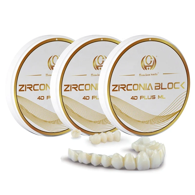 4D Plus Multilayer Zirconia Block, Honchon Smile Manufacturers 1200 Mpa for Dental Lab CAD CAM STML, Dental Zircone Material