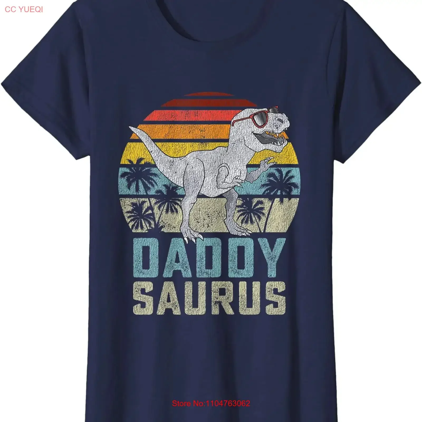 Daddy Saurus Family T Rex Dinosaur Daddysaurus Ladies' Crewneck Shirt vintage Washed homme streetwear Comfortable Breathable