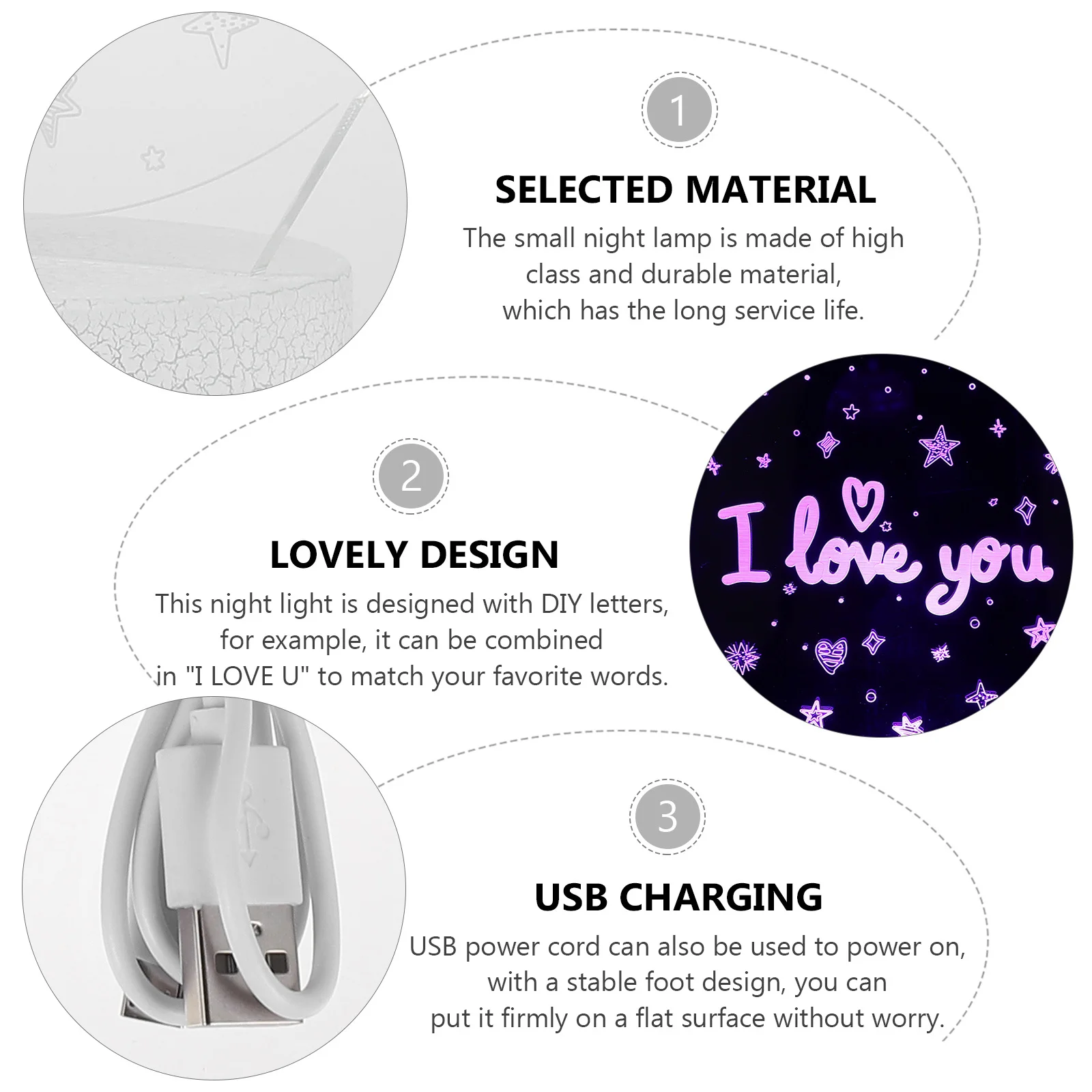 1Set Creative LED 3D Table Lamp Small Night Light Decorative Household Vision Long Service Life Fine Workmanship Good Texture