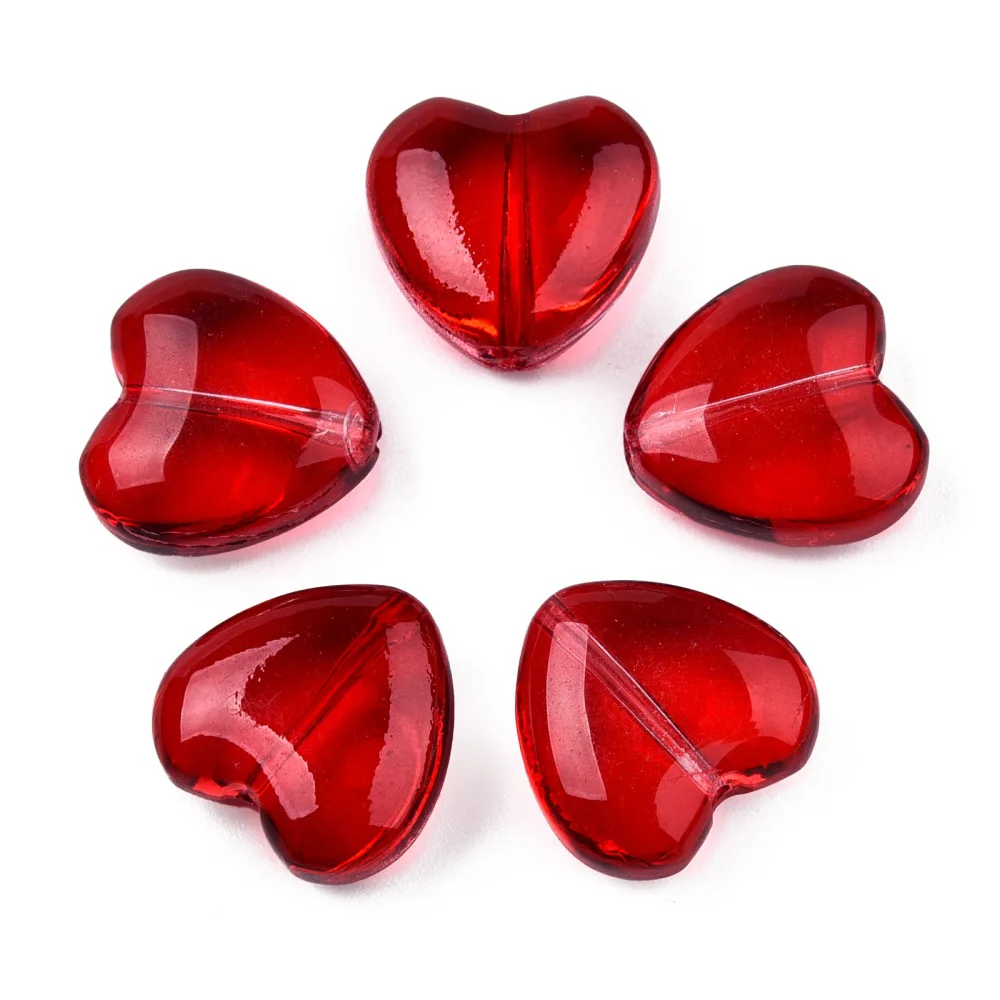 

500pcs Transparent Spray Painted Glass Heart Beads Two Tone Beads for DIY bracelet necklace Crafts Decor 12x12x5.5mm,Hole:1mm