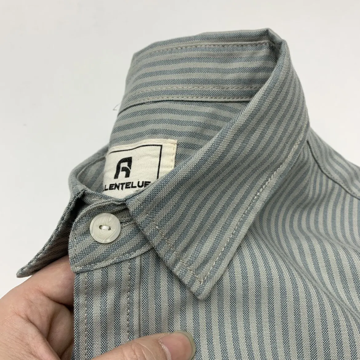 100% Cotton Yarn-dyed Oxford Striped Shirt for Men Amekaji Japanese Retro Vintage Style Fine Stripe Loose Fit Long Sleeve Tops