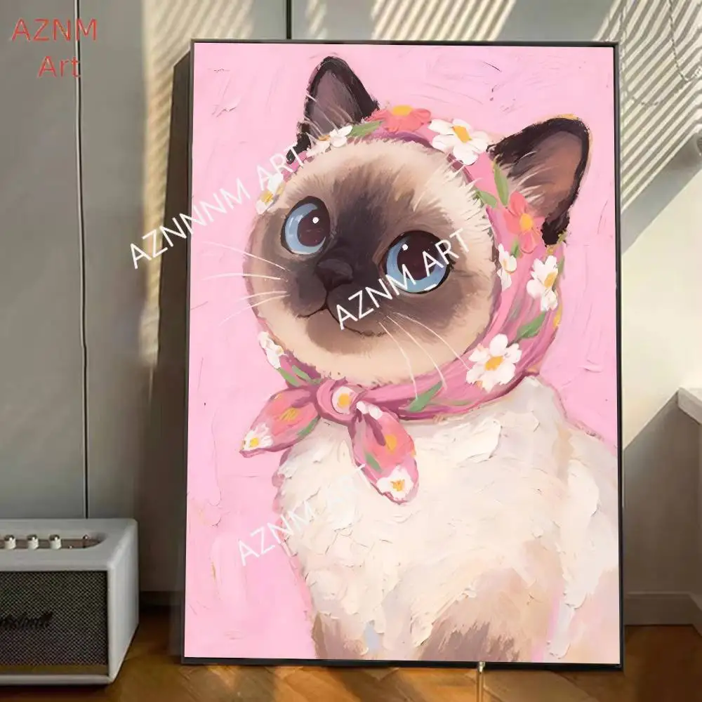 Adorable Cat Poster Wall Decor Funny Cartoon Animal Canvas Painting Prints Pictures For Home