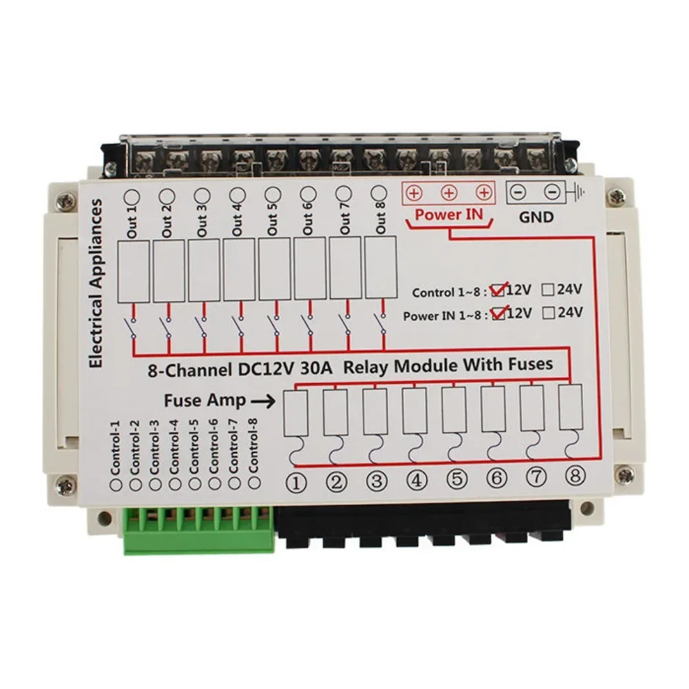 

12/24V Switch Panel Relay 8-8-Channel Module With Fuses Patent Caravan Accessories DC Camper Automotorhome RV Interior Parts 30