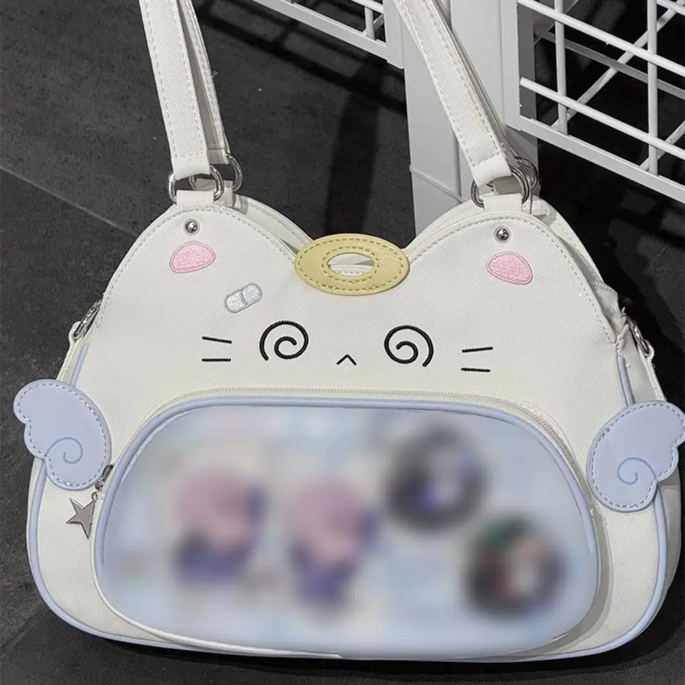Portable Zipper Bag Kawaii Cat Itabag PU Cotton Doll Bag Transparent Pocket Wallet Badge Storage Bag Fashion Backpacks Men image 3