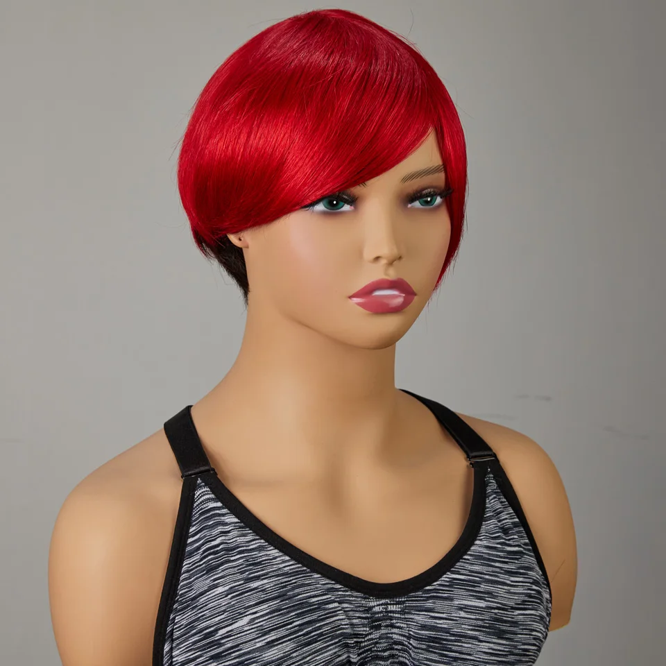 2pcs Brazilian Wigs on Sale Clearance Short BOB Human Hair Wig with Bangs Machine Made Straight Perruque Cheveux Humain