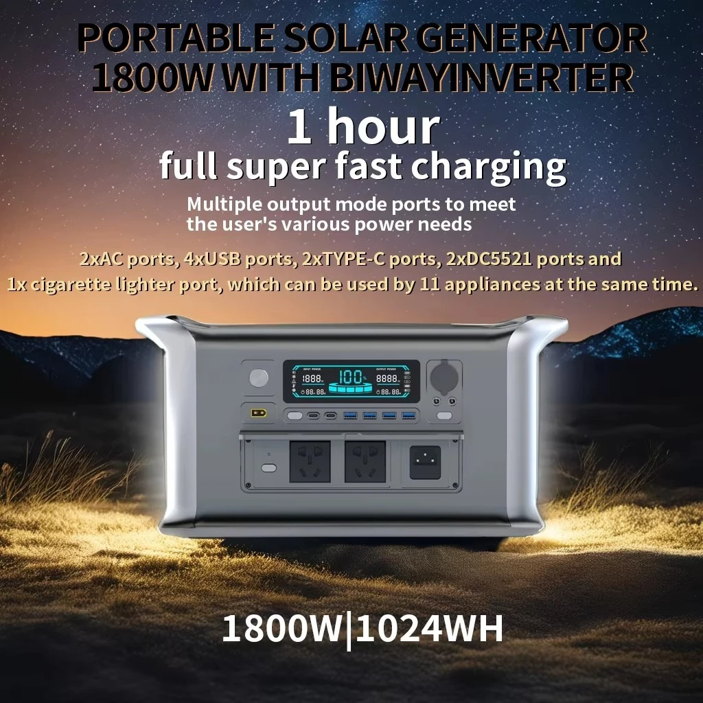 1800 واط موجة جيبية نقية مولد الطاقة الشمسية المنزلية 320000 مللي أمبير 1024Wh المحمولة الطاقة صمام ثنائي باعث للضوء MPPT سيارة خارجية الانتقال كاتب #3