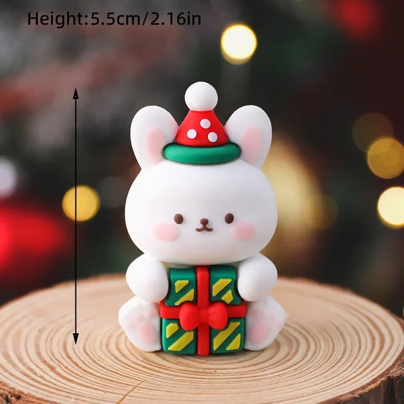 Weihnachtsbär-Kuchenaufsatz, roter Pullover, grünes Hemd mit Regenbogenbogen, Geschenkbox für Urlaub, Party, Kuchendekorationen, Puppenornament – Detail 18