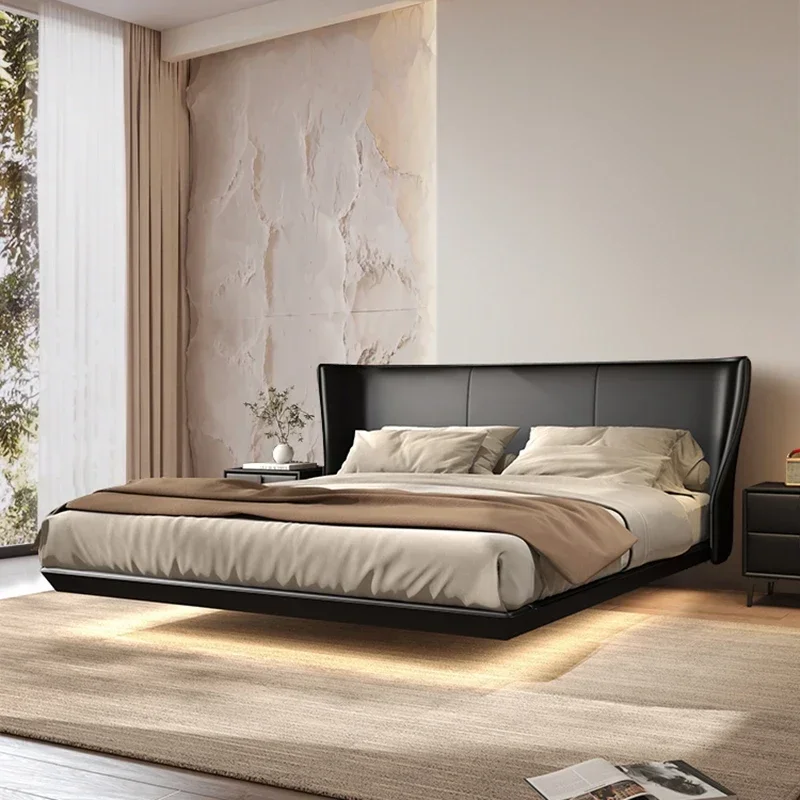 

European Black Double Bed Bedroom Waterproof Sleeping Headboard Twin Bed Queen Luxury Unique Letto Matrimoniale Unique Furniture