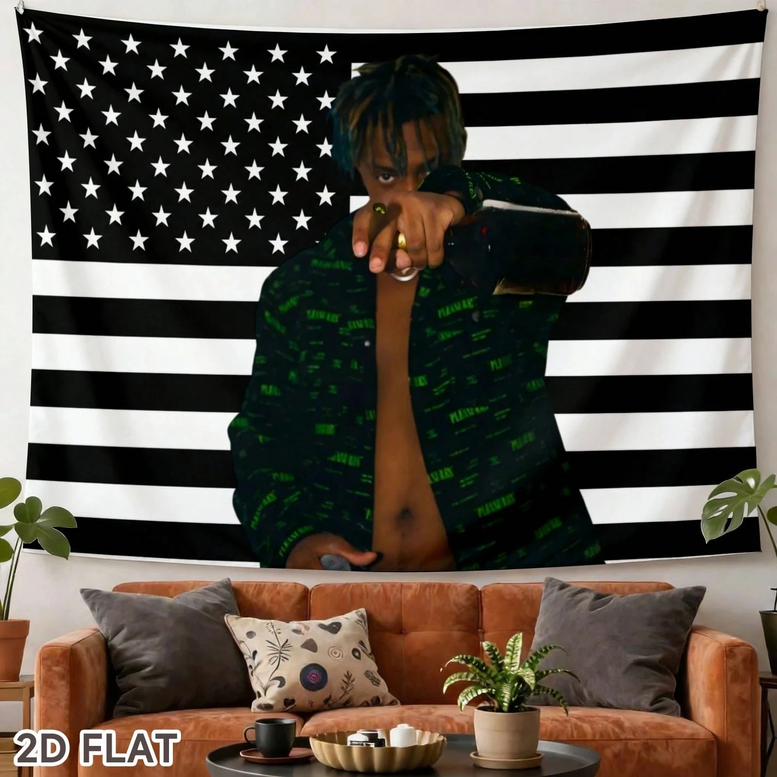 1pc Juice Music WRLD Poster Printed Tapestry,Album Tapestry, Suitable For Horizontal Wall Hanging In Bedroom, Dormitory