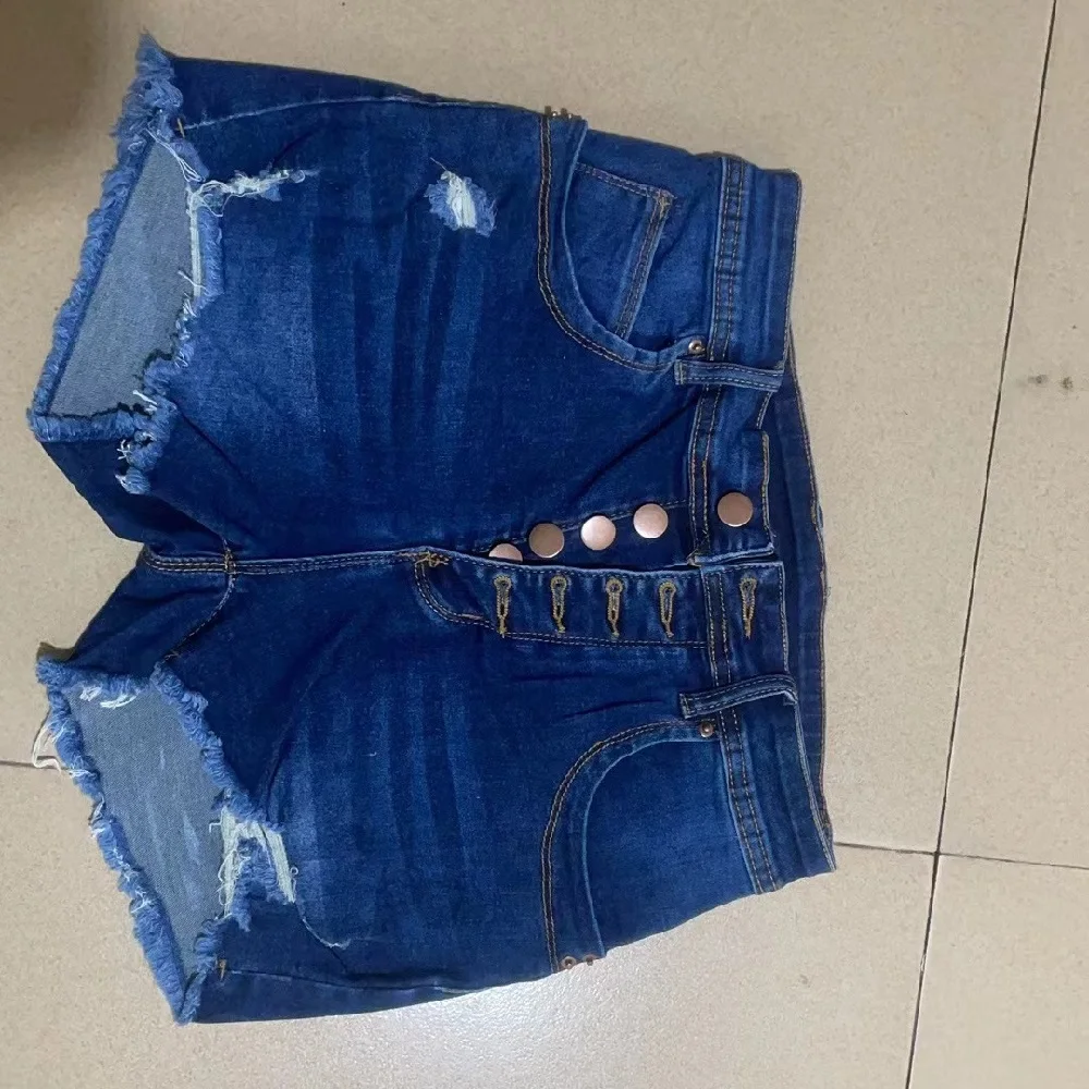 Women Summer Hot Shorts High Waist Five Buttons Denim Stretch Short Jeans Pants