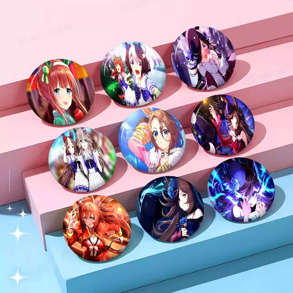 Umamusume Pretty Derby Tinplate Soft Button Pin Brooch Metal Badge Custom Jewelry Accessories Hat Bag Lapel