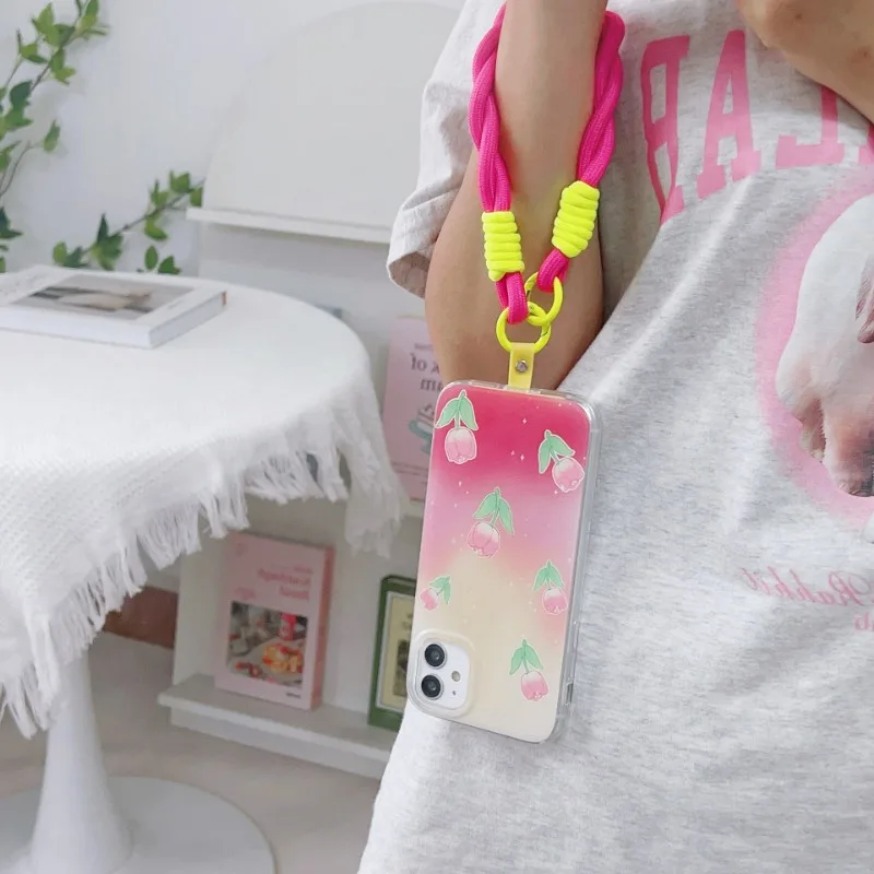 Anti-lost Lanyard Hand Chain Phone Wrist Straps Hanging Rope Candy Colors Phone Chain Cellphone Strap
