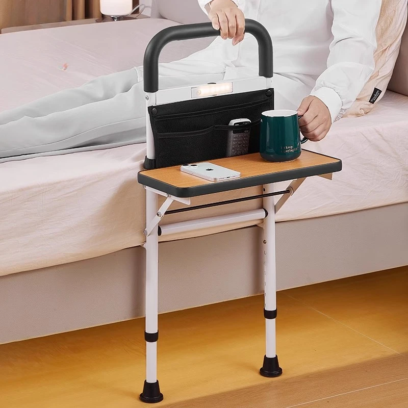 Floor Liftable Elderly Bed Railing Stand Up Assist,Anti Fall Elderly Bed Guardrail with Dining Table Bed Assistant for Disabled