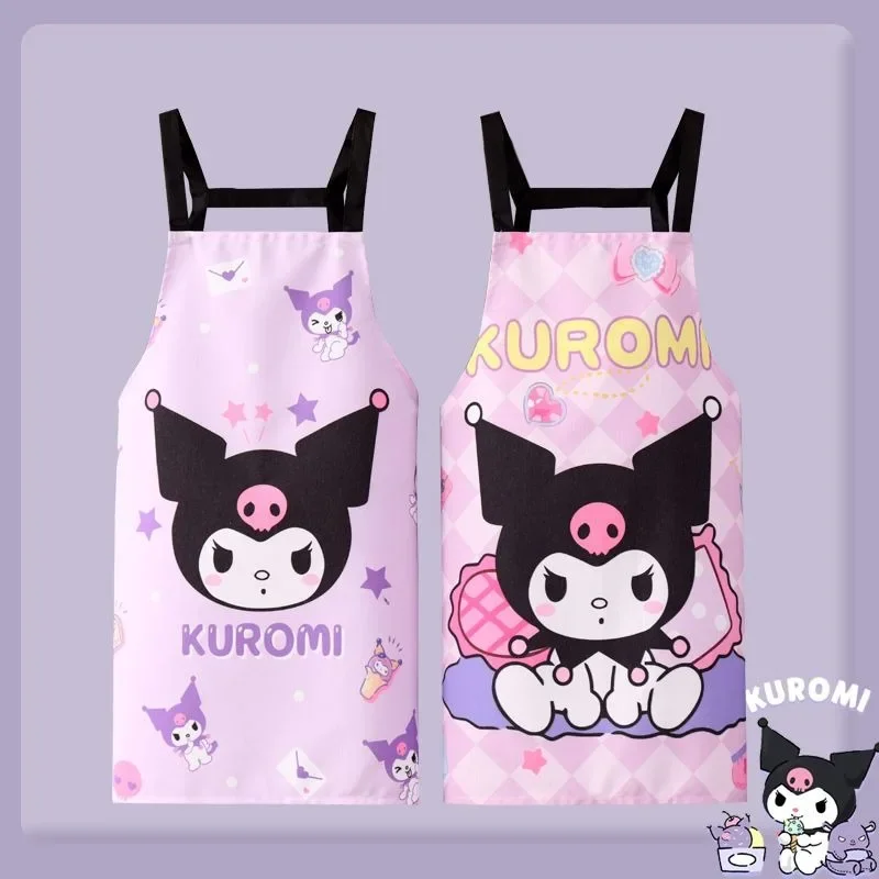 New product Sanrio Kuromi cartoon cute kawaii women's summer thin cooking apron stain-resistant home kitchen work clothes