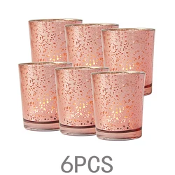 Metal color 6-pcs candle cups set glass candle holders bar restaurant props ornaments 6 piece/set silver rose gold elegant