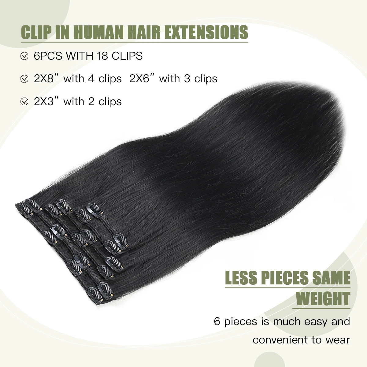 XDhari Clip In Hair Extension Human Hair 100g 120g Black Clip in Human Hair Extension for Women