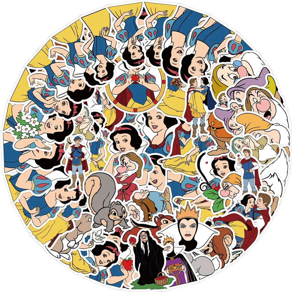 10/30/50pcs Disney Cute Snow White and the Seven Dwarfs Stickers Cartoon Princess Decals Laptop Luggage Phone Graffiti Sticker