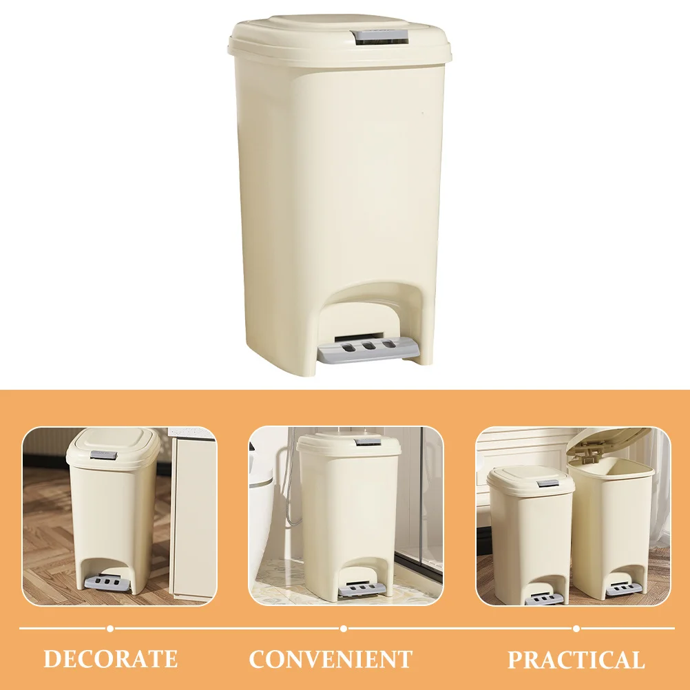 

Step Trash Can 5.5Gal Slim Plastic Waste Basket For Bathroom Kitchen Bedroom Office Garbage Bin With Lid Reusable Narrow