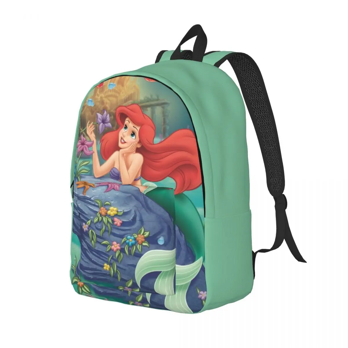 Custom 3D Print Little Mermaid Ariel Canvas Backpack for Girls Boys College School Travel Bags  Bookbag Fits 15 Inch Laptop