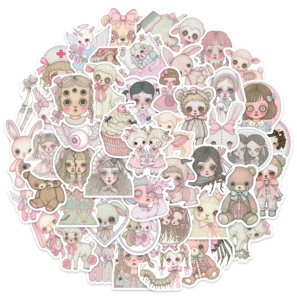 

50PCS Pink Weird Graffiti Stickers DIY Decorative Bags, Skateboards, Water Cups, Flat Stickers