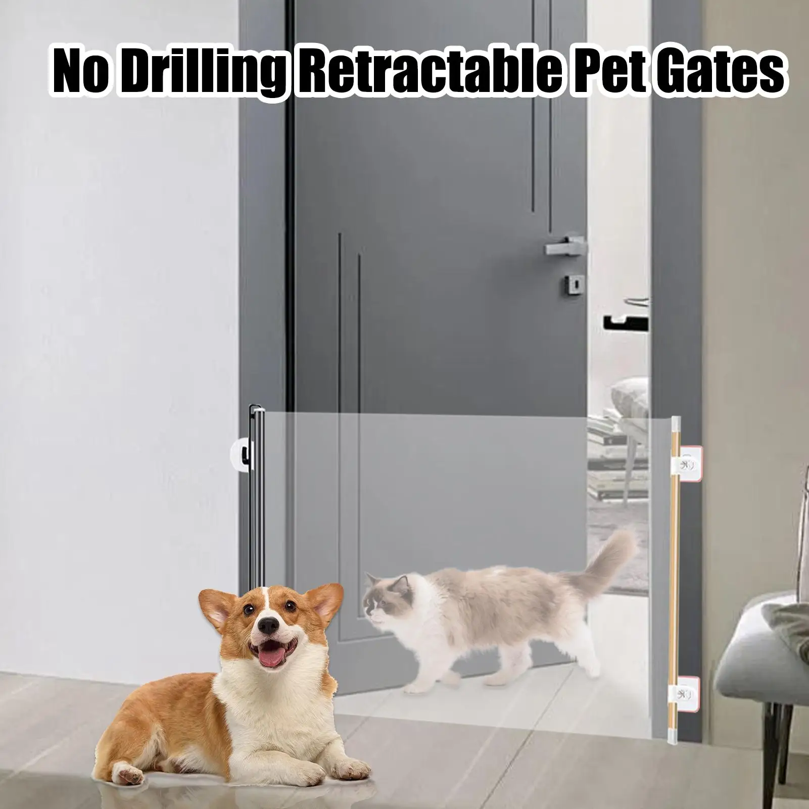 Retractable Pet Gates Adjustable Retractable Safety Gate Screen Blocker Barrier Folding Expandable Divider For Puppy Toddler