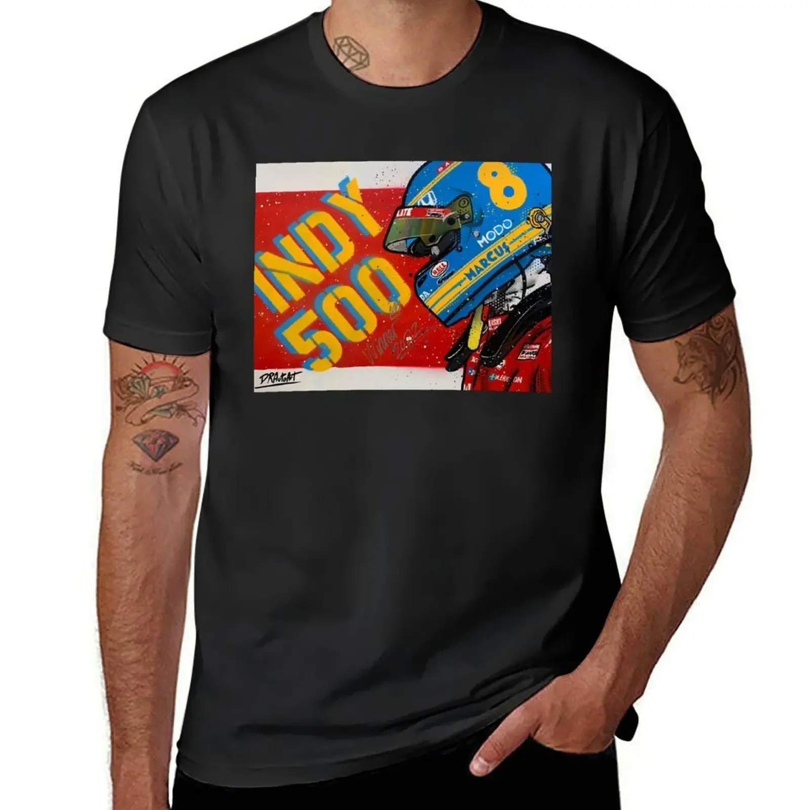 Marcus Ericsson, Indy500, graffiti painting by DRAutoArt T-Shirt anime tshirt anime t shirts mens white t shirts