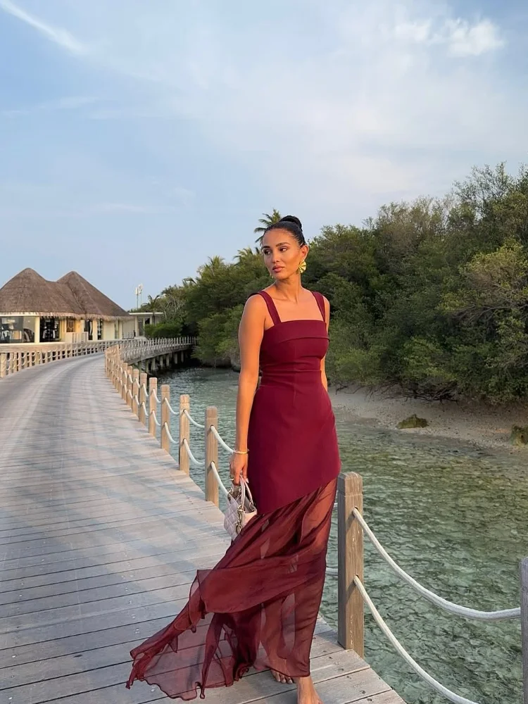 

Sexy Women' maxi Dresses Square Collar Scarf Patchwork Irregular Dress Female Summer Fashion Lady Party Evening Robe 2025