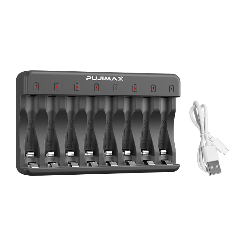 PUJIMAX 8-Slots 1.2V LCD Display Smart Battery Charger For AA/AAA NiMh NiCd  Rechargeable Batteries aa aaa Batteries Charger