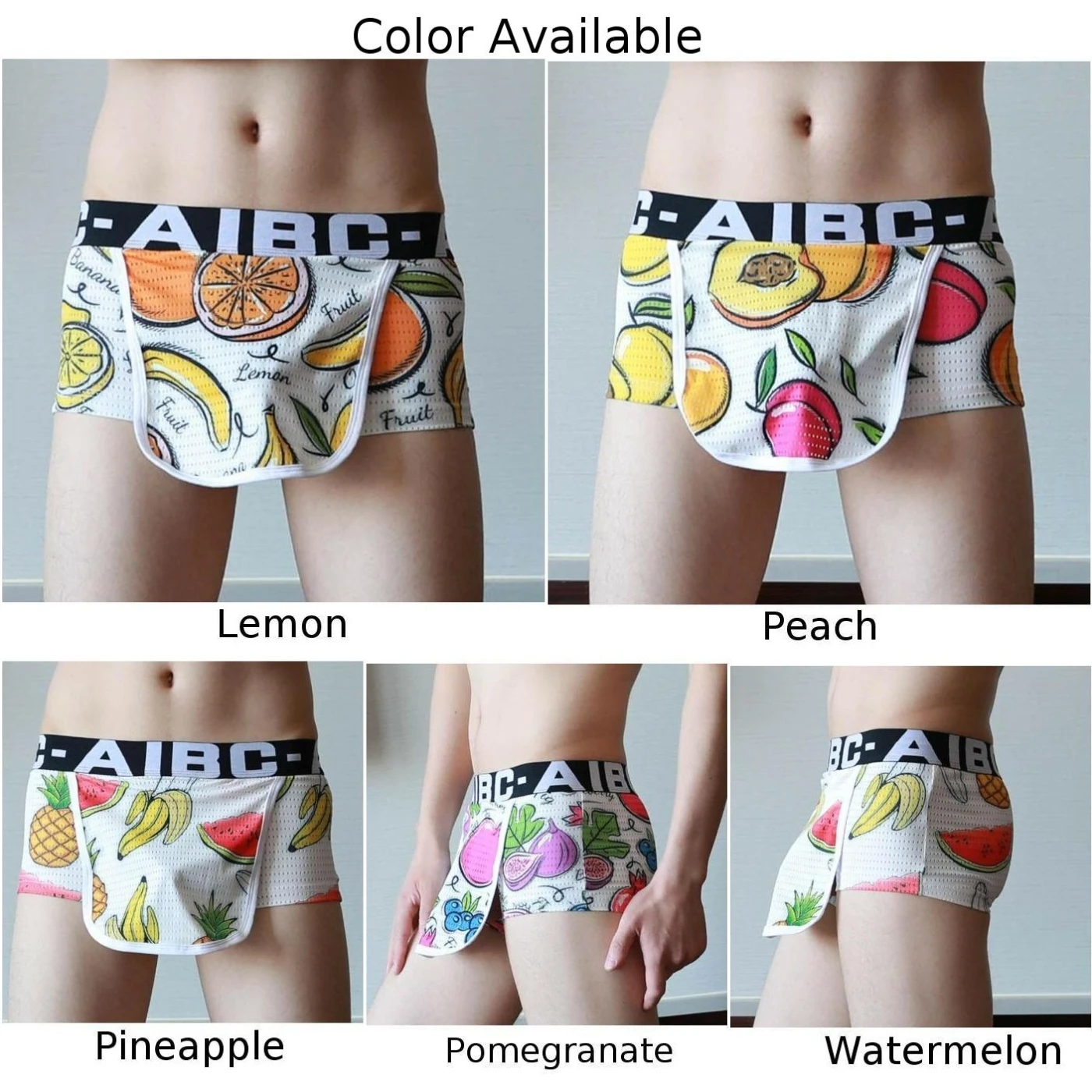 Men Sexy Trunks Front Open Holes Cover Front Shorts Underpants Silk Smooth Mesh Breathable Briefs Casual Underwear