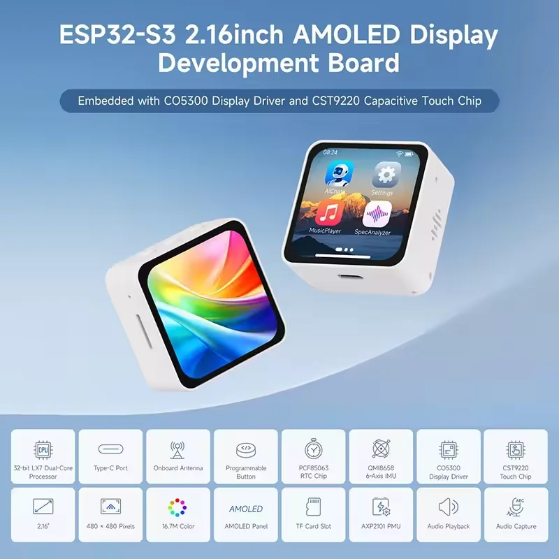 waveshare-esp32-s3-pantalla-tactil-amoled-de-216-pulgadas-placa-de-desarrollo-con-resolucion-de-480x480-pixeles-compatible-con-ia-chatbot-esp-idf-y-arduino-ide