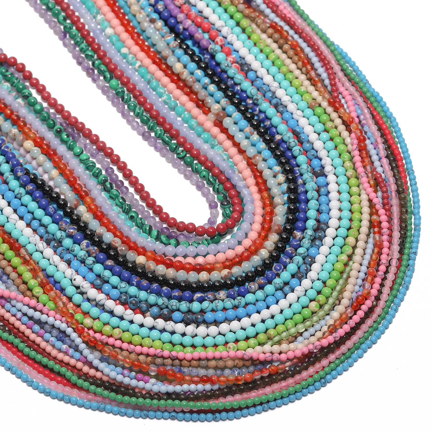 2/3mm Natural Smooth Tiny Stone Beads Apatite Turquoise Amazonite Amethyst Small Waist Beads for Jewelry Making DIY Bracelet