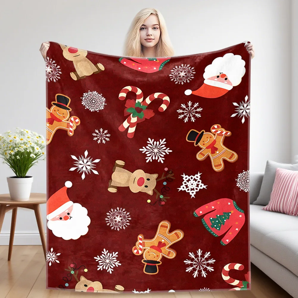 Red Xmas Mix Flannel Blankets Are Perfect For Sofas, Office Beds, Travel, Sleep, And Use Throughout The Four Seasons