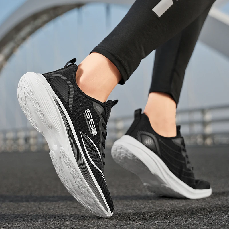 

Men Sports Running Black Jogging Shoes Casual Sneakers Brown Outdoor Breathable Mesh Women Light Shock-absorption Black Tennis