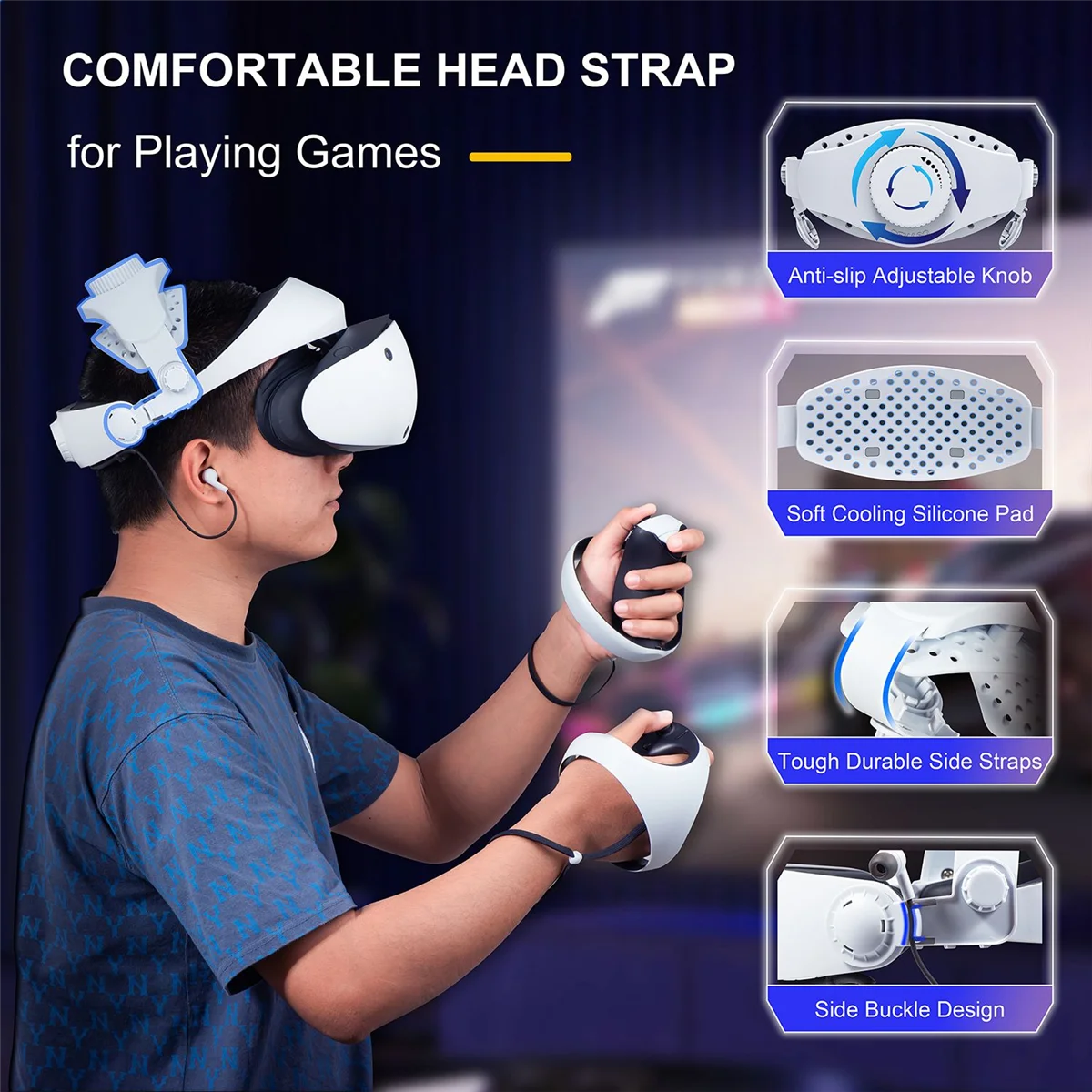 Soporte de diadema de A57G-VR para Ps Vr2, juegos y vídeos, gafas virtuales, soporte para correa para la cabeza, accesorios VR