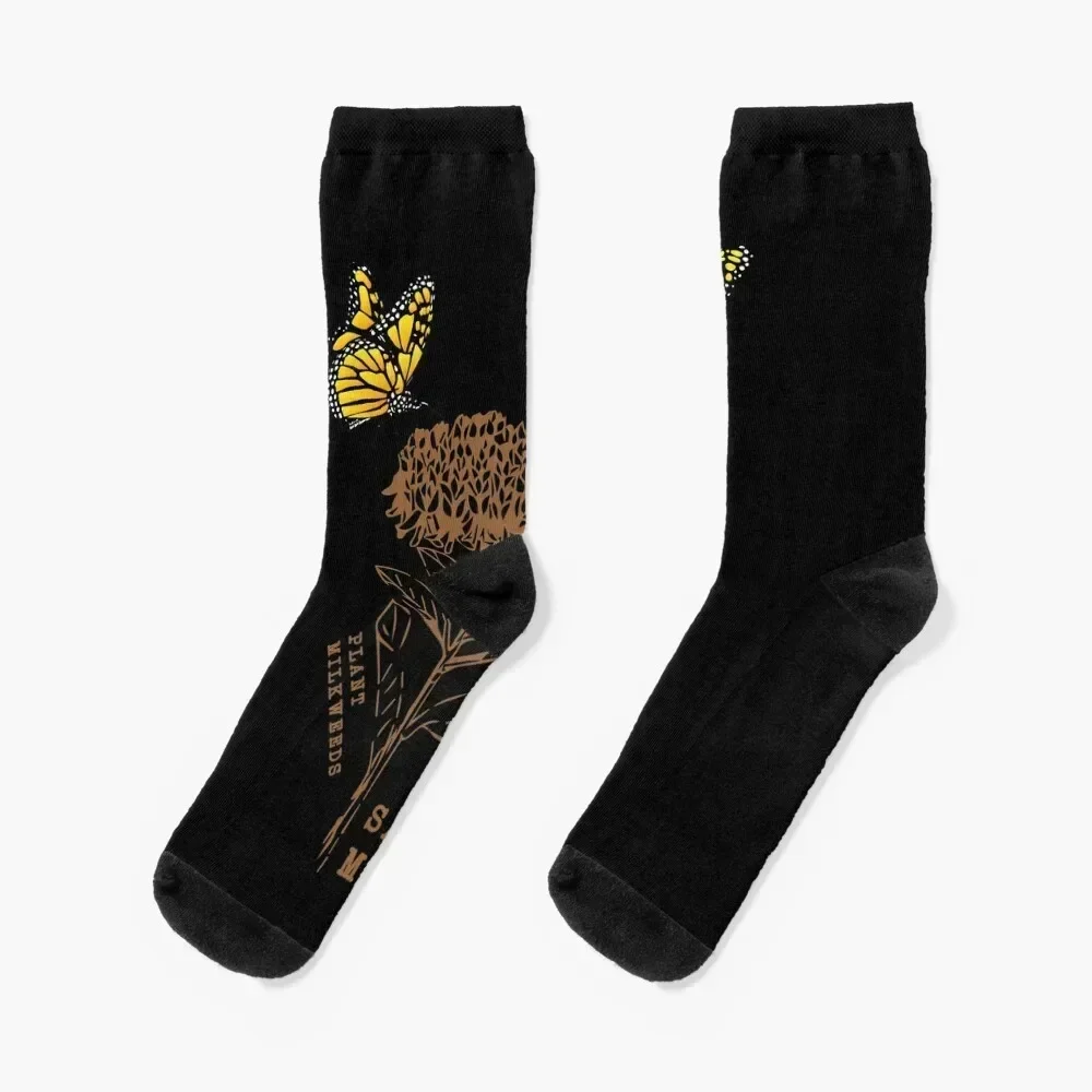 Gift for Monarch Butterfly Lovers Milkweed Save the Monarch Socks gift basketball Luxury Woman Socks Men's