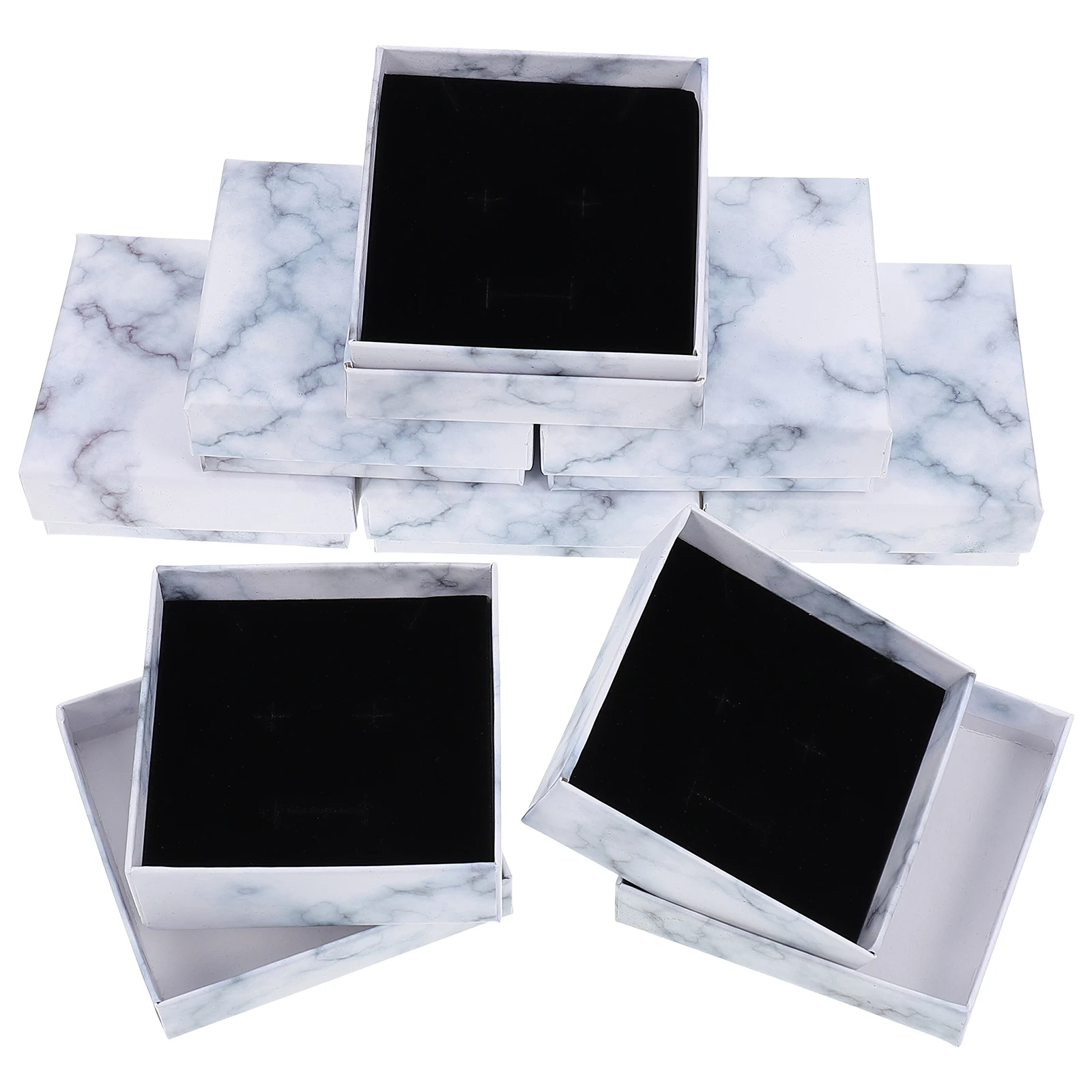 

8 Pcs Marble Pattern Jewelry Box Watch Storage Case Earring Holder Necklace ganizer Desk Tidy Photography Props Display