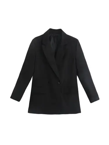 Imagen 2 del producto Chaqueta holgada con doble botonadura para mujer, abrigo Vintage de manga larga con bolsillos, prendas de vestir exteriores para mujer, chaqueta elegante para mujer