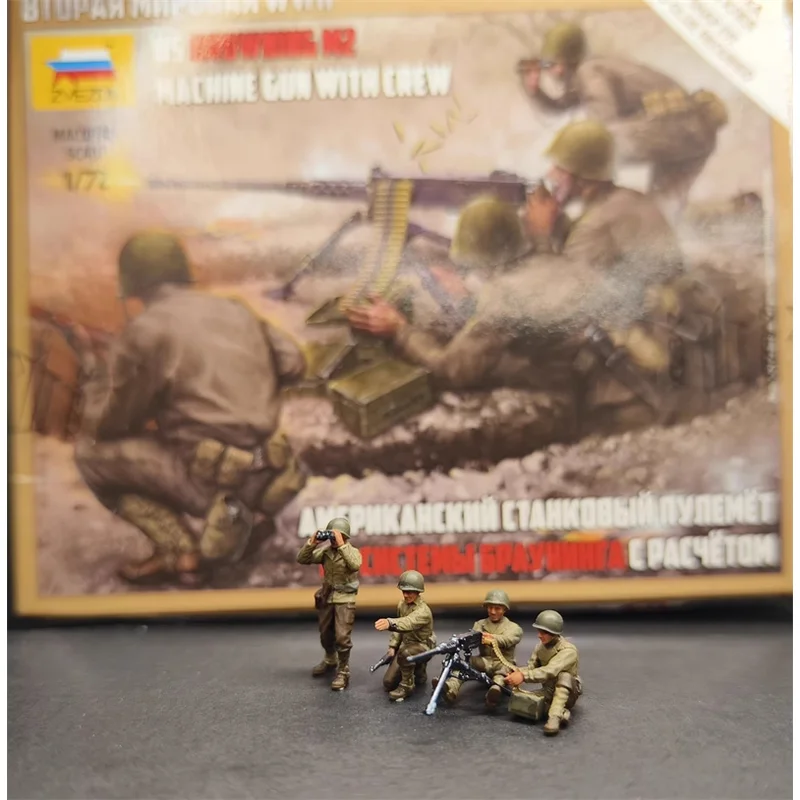 

1/72 Scale Painted Resin 4Pcs American M2 Machine Commander Soldiers Figure Model DIY Scene Accessory Collection Display Toy Fan