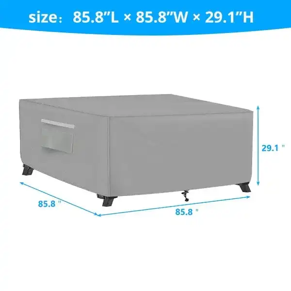 Patio Dining Set Cover Waterproof UV Resistant Grey Outdoor Table Chair Set Cover with Storage Pocket Drawstring All Weather Hea