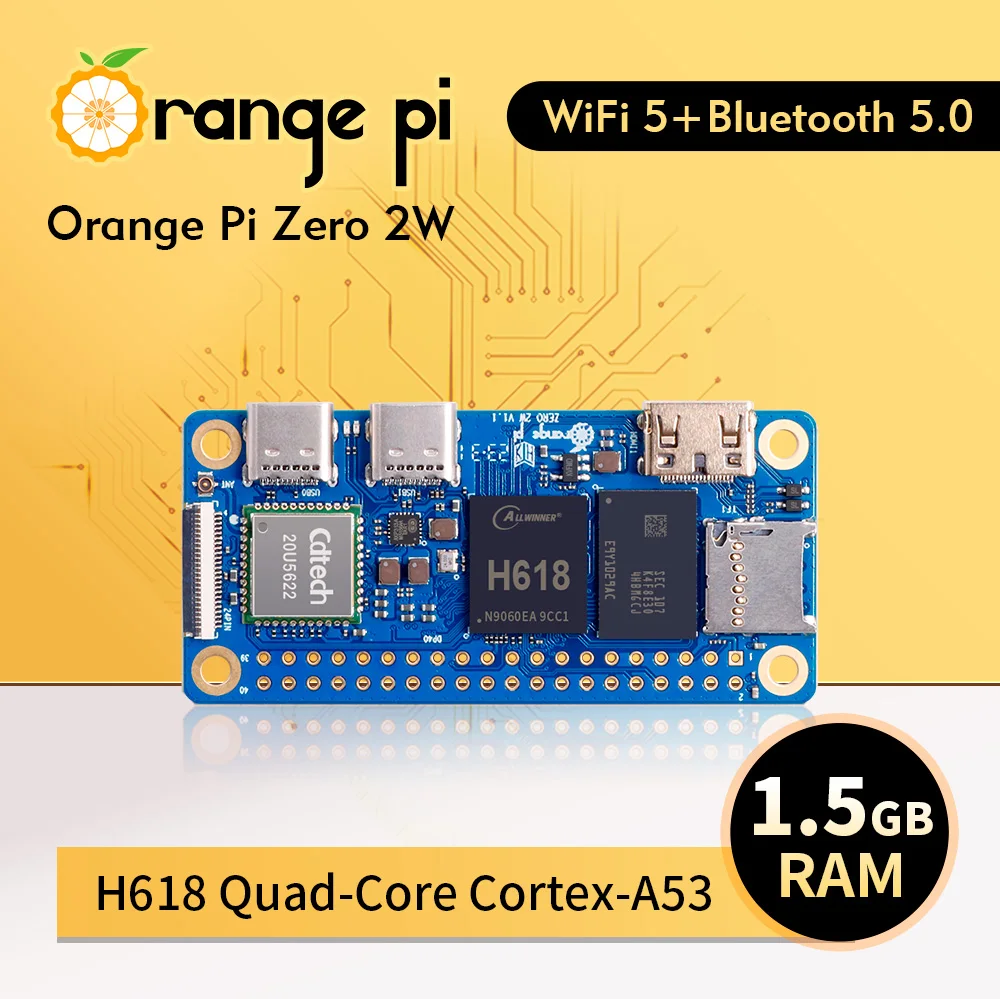 

Orange Pi Zero 2 W 1.5GB RAM DDR4 Mini PC Allwinner H618 Orange Pi Zero 2W WiFi Bluetooth BLE SBC Single Board Computer Zero2W