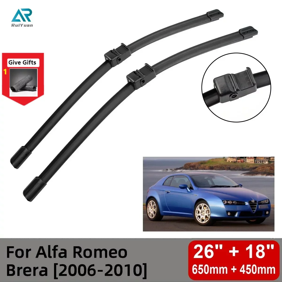 

Front Wiper Blades for Alfa Romeo Brera 2006-2010 Windshield Windscreen Window 26"+18" 2006 2007 2008 2009 2010