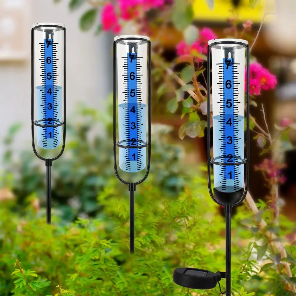 

Solar Rain Measure Gauge Fence Mounting Bracket Large Clear Numbers Rain Meter Freeze-Proof Transparent Outdoor Rain Gauge