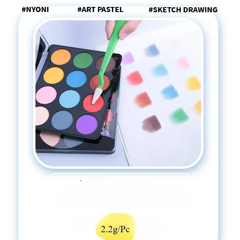 Nyoni Ultra Soft Artist Pastel 1/12 Color in A Pan Case Apply with Sofft Tools for The Best Results Painting Drawing Mixed Media