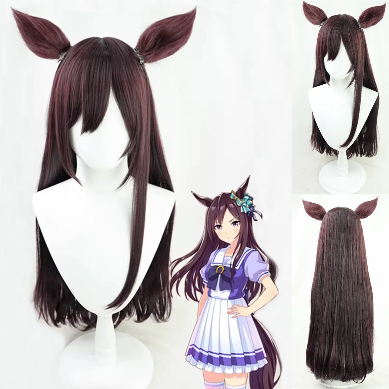 

Cosplay Uma Musume Pretty Derby Mejiro Dober Wig Anime and game party brown ear wig