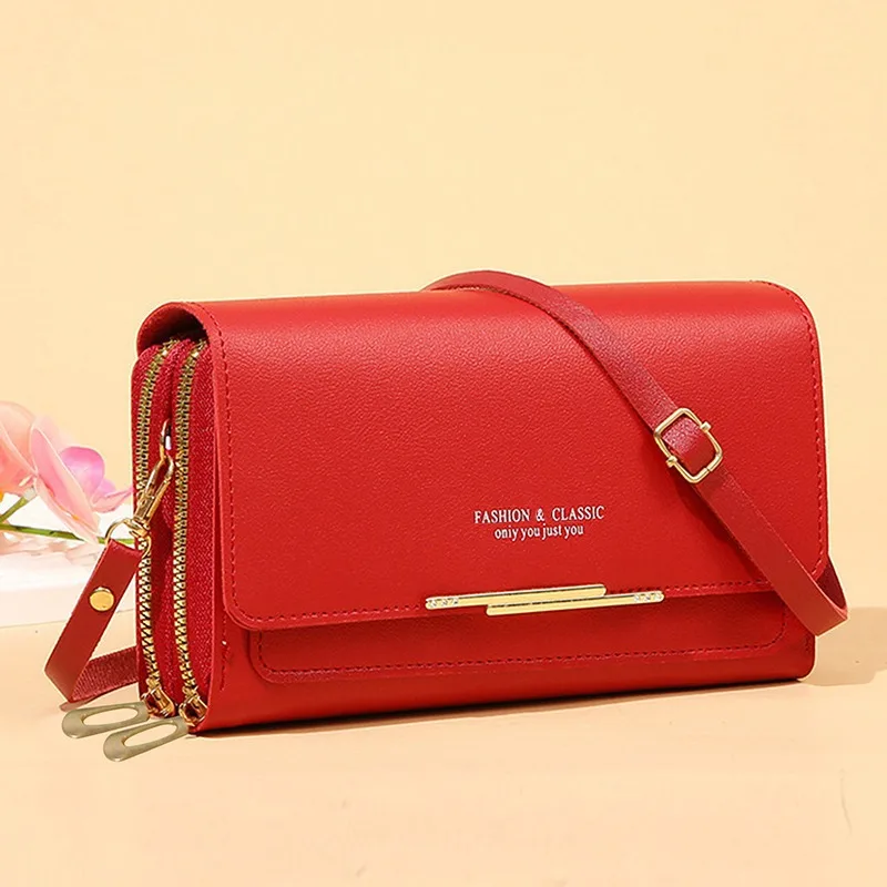 Damen Lange Geldbörse Koreanische Version Umhängetasche Doppelreißverschluss Große Kapazität Clutch-Tasche Schulter-Handtasche Damen Handytasche – Detail 37