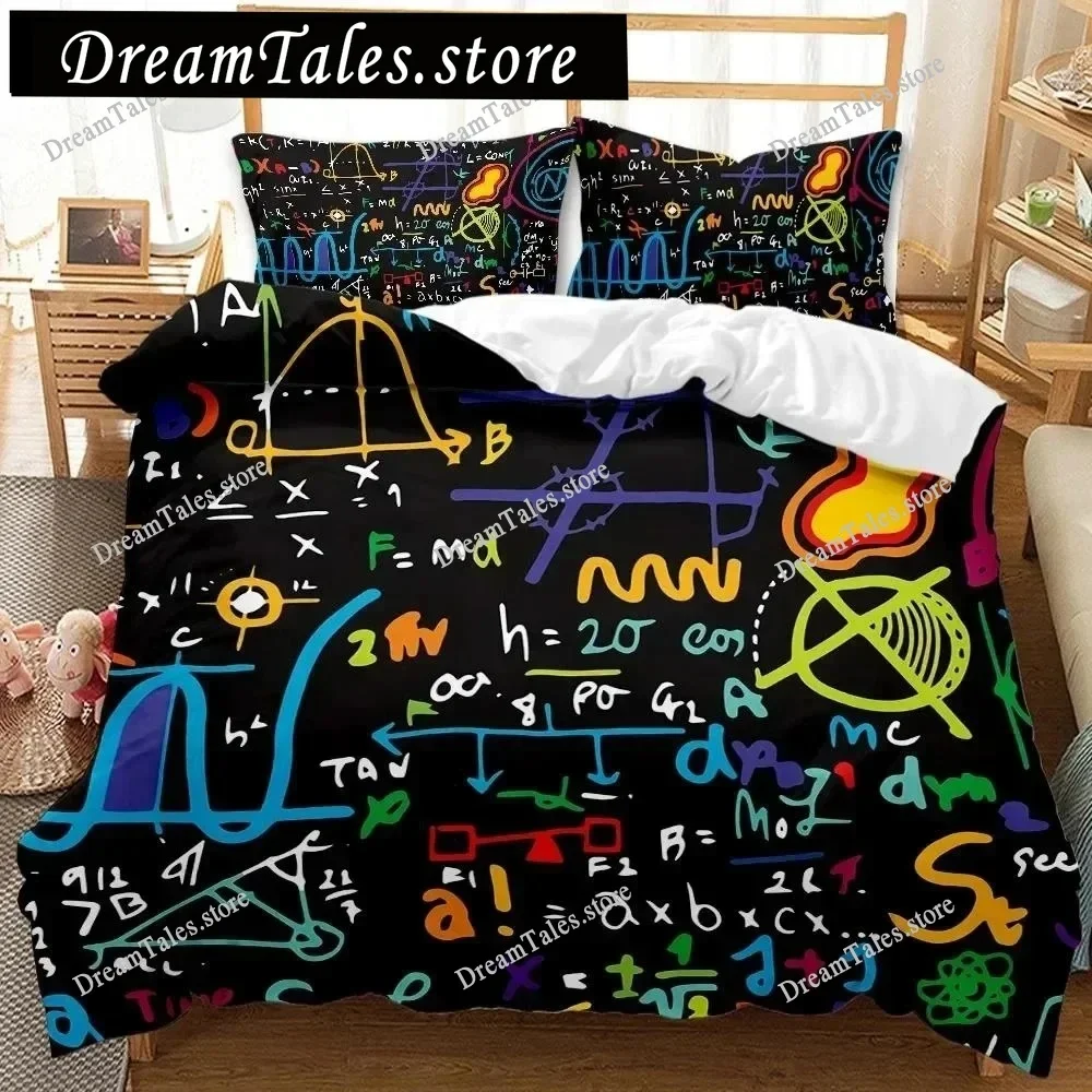 Math Duvet Cover Set Queen Size Mathematics Formula Print Bedding Set for Kids Boys Girls Educational Polyester Comforter Cover7